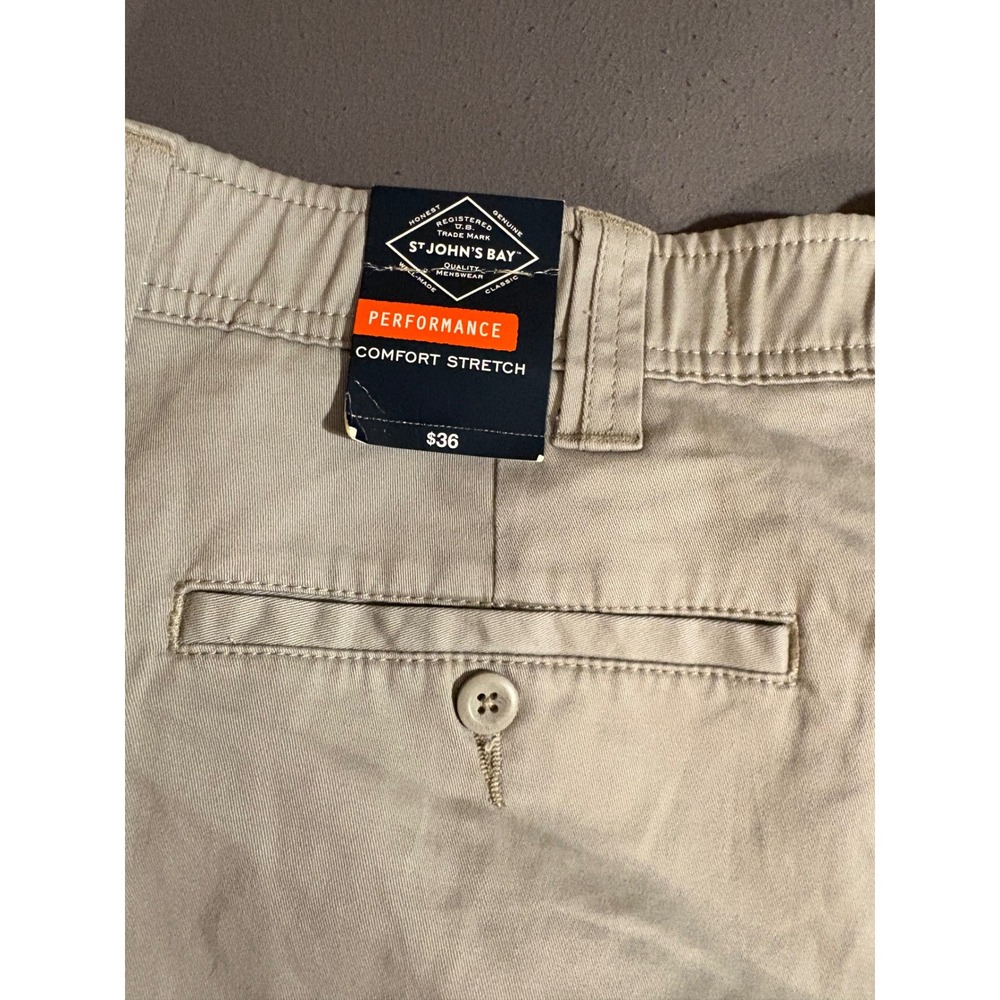 St Johns‎ Bay Mens Performance Comfort Stretch Khaki Shorts Tan Size 44